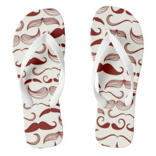 Moustache pattern, retro style 3 flip flops