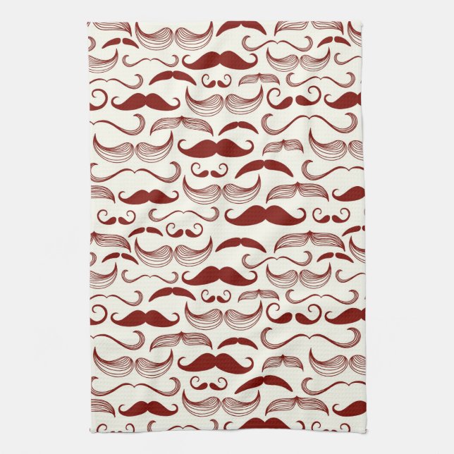 Moustache pattern, retro style 3 kitchen towel (Vertical)