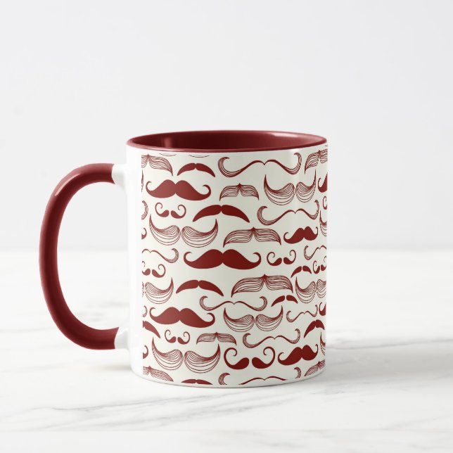 Moustache pattern, retro style 3 mug (Left)