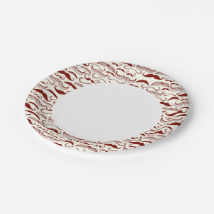 Moustache pattern, retro style 3 paper plate