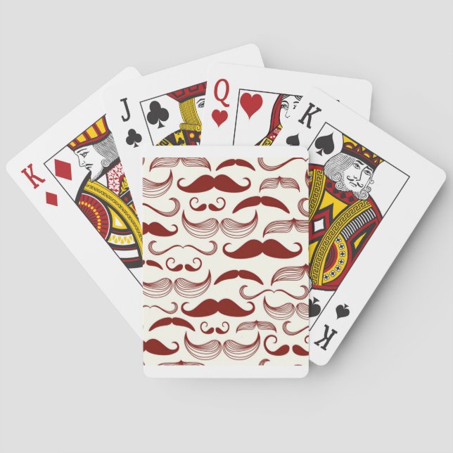 Moustache pattern, retro style 3 playing cards (Back)