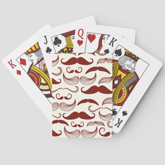 Moustache pattern, retro style 3 playing cards (Back)
