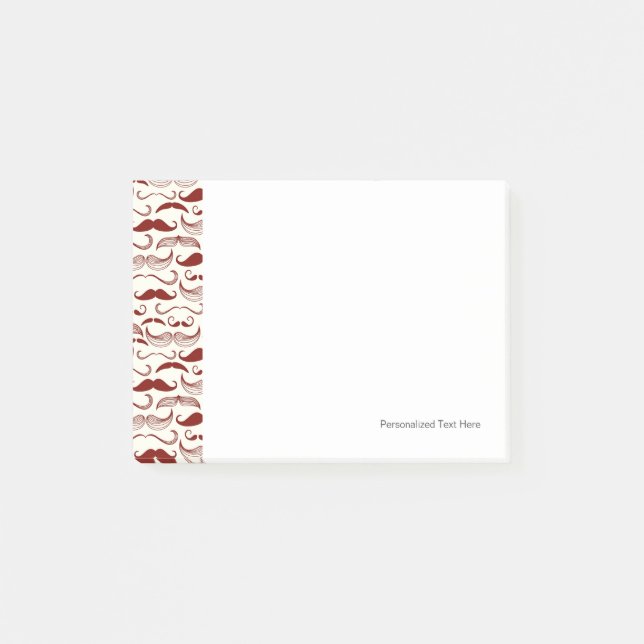 Moustache pattern, retro style 3 post-it notes (Front)