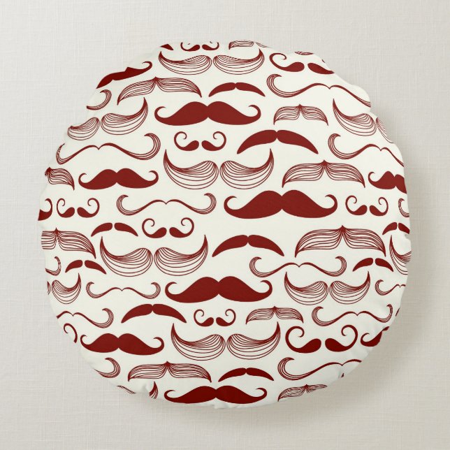 Moustache pattern, retro style 3 round pillow (Front)