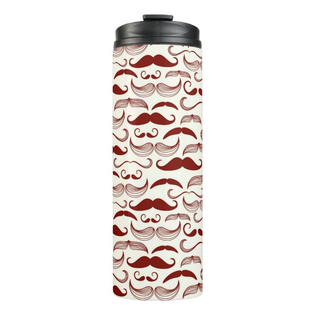 Moustache pattern, retro style 3 thermal tumbler (Front)