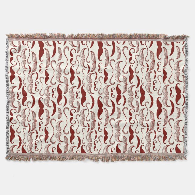 Moustache pattern, retro style 3 throw blanket (Front)