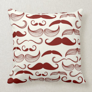 Moustache pattern, retro style 3 throw pillow