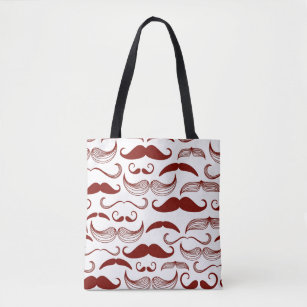 Moustache pattern, retro style 3 tote bag