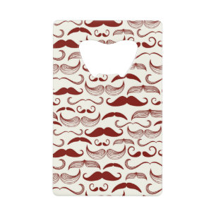 Moustache pattern, retro style 3 wallet bottle opener