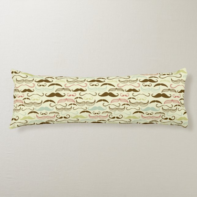 Moustache pattern, retro style 4 body pillow (Front)