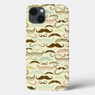 Moustache pattern, retro style 4 iPhone 13 case