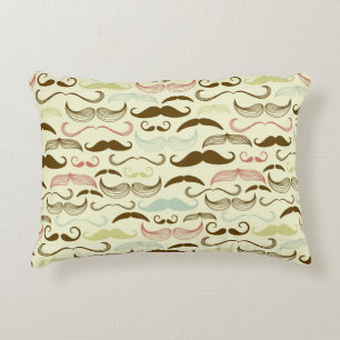 Moustache pattern, retro style 4 decorative pillow