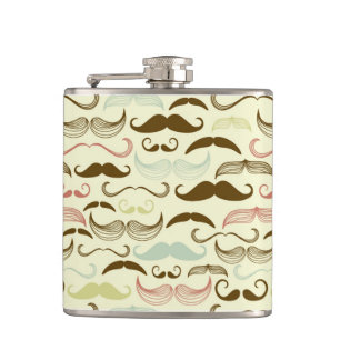 Moustache pattern, retro style 4 hip flask