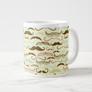 Moustache pattern, retro style 4 large coffee mug