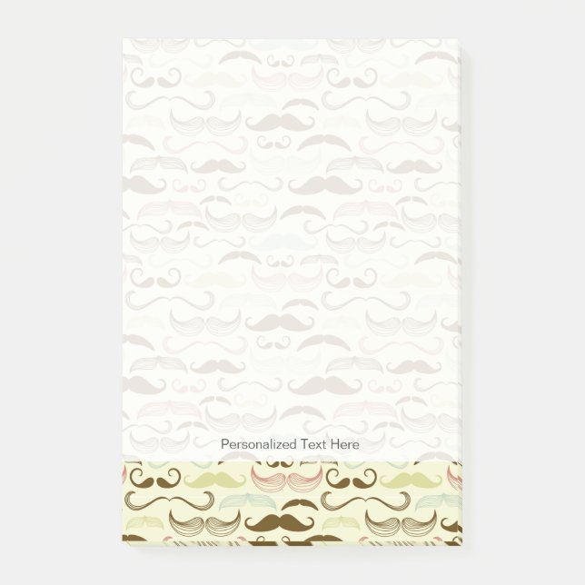 Moustache pattern, retro style 4 post-it notes (Front)