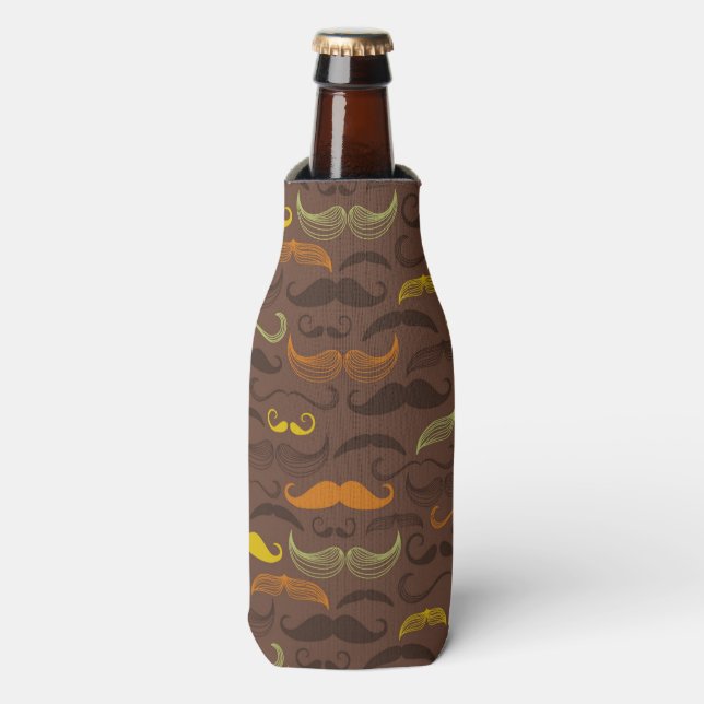 Moustache pattern, retro style 5 bottle cooler (Bottle Front)