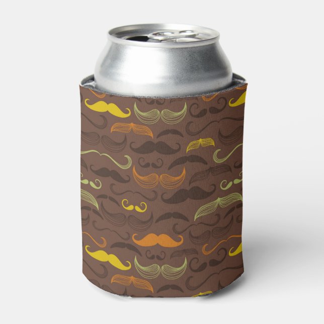 Moustache pattern, retro style 5 can cooler (Can Front)
