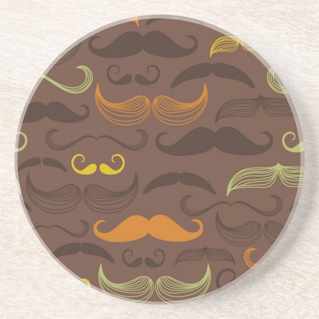 Moustache pattern, retro style 5 coaster (Front)