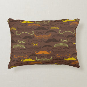 Moustache pattern, retro style 5 decorative pillow