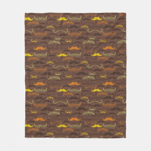 Moustache pattern, retro style 5 fleece blanket (Front)