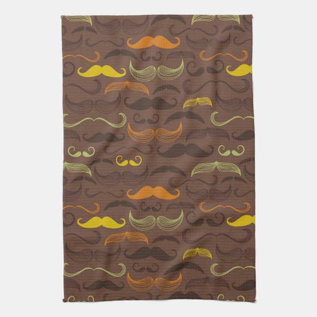 Moustache pattern, retro style 5 kitchen towel (Vertical)