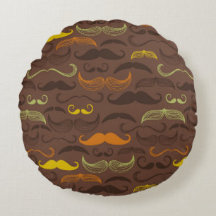 Moustache pattern, retro style 5 round pillow