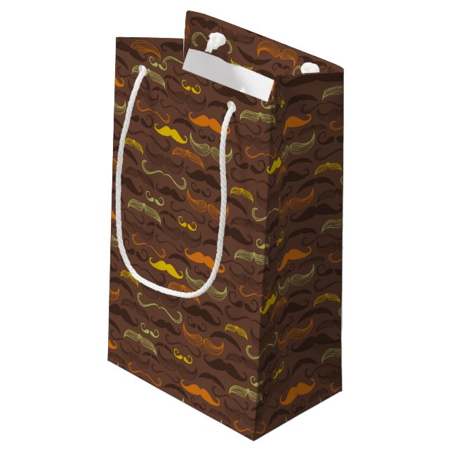 Moustache pattern, retro style 5 small gift bag (Back Angled)