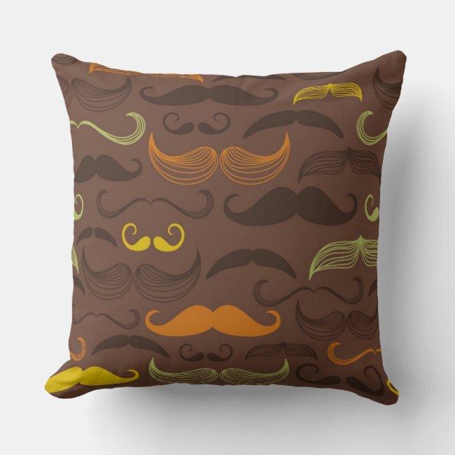 Moustache pattern, retro style 5 throw pillow (Front)