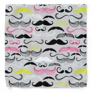 Moustache pattern, retro style bandana