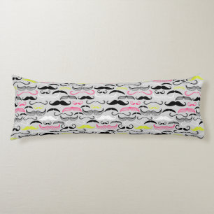 Moustache pattern, retro style body pillow