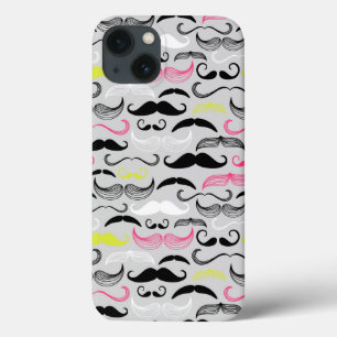 Moustache pattern, retro style iPhone 13 case
