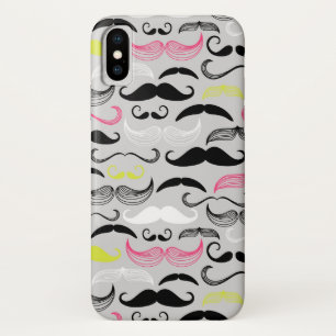 Moustache pattern, retro style iPhone x case
