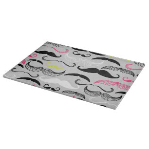 Moustache pattern, retro style cutting board