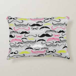 Moustache pattern, retro style decorative pillow