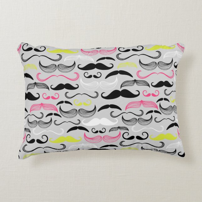 Moustache pattern, retro style decorative pillow (Front)