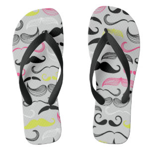 Moustache pattern, retro style flip flops
