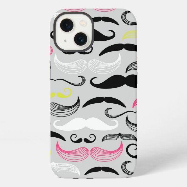 Moustache pattern, retro style iPhone case (Back)