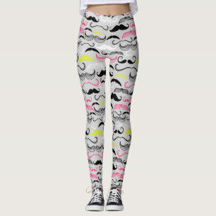 Moustache pattern, retro style leggings