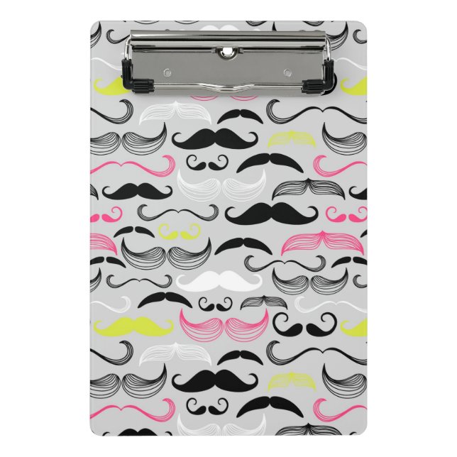 Moustache pattern, retro style mini clipboard (Front)
