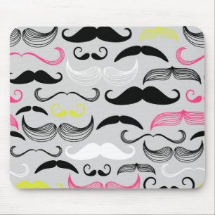 Moustache pattern, retro style mouse pad