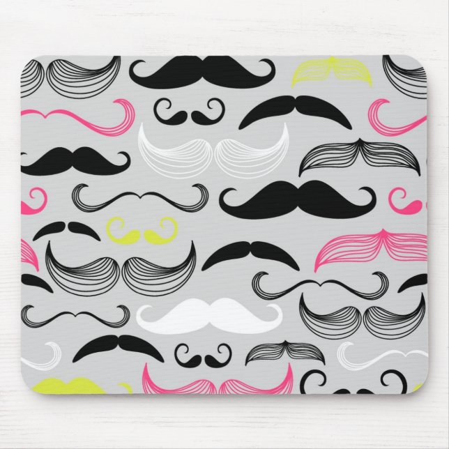 Moustache pattern, retro style mouse pad (Front)