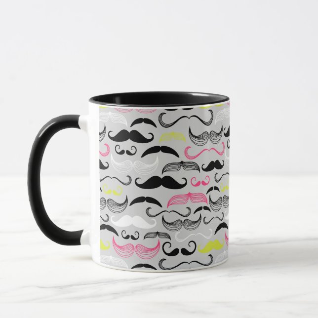 Moustache pattern, retro style mug (Left)