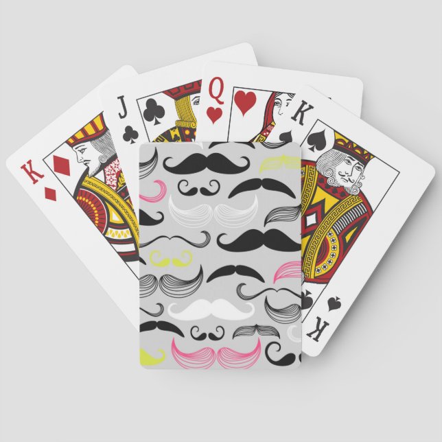 Moustache pattern, retro style playing cards (Back)