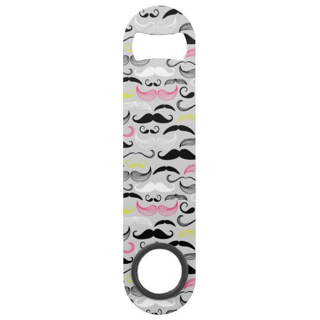 Moustache pattern, retro style speed bottle opener (Front)