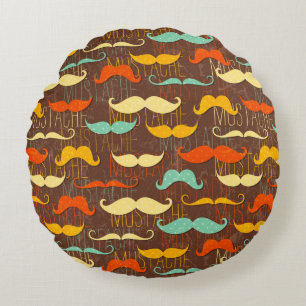 Moustache pattern round pillow