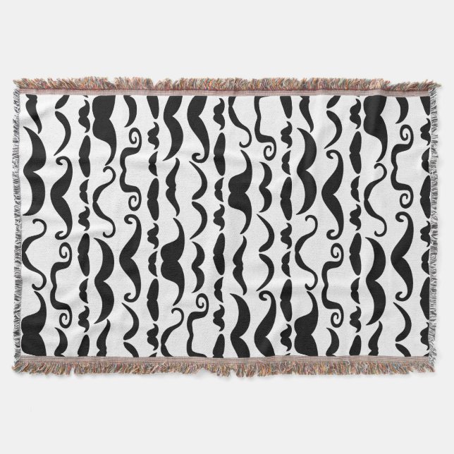 Moustache Pattern Throw Blanket (Front)