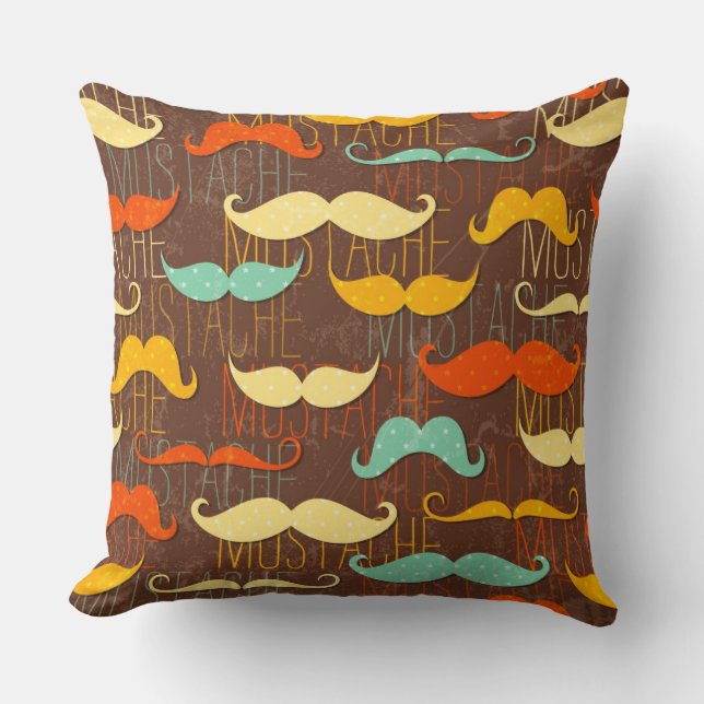 Moustache pattern throw pillow (Front)