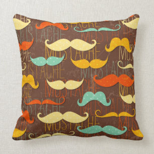 Moustache pattern throw pillow