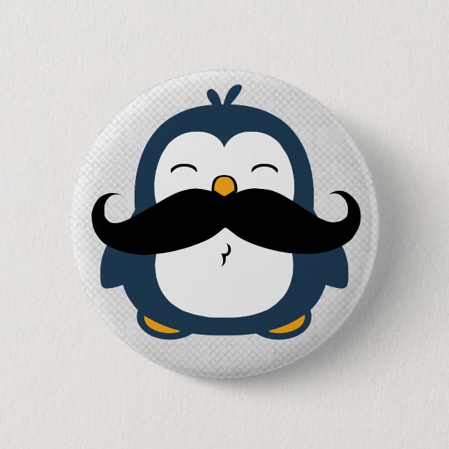 Moustache Penguin 2 Inch Round Button (Front)