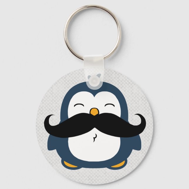 Moustache Penguin Keychain (Front)